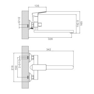 Смеситель для ванны Prohanss P60.22.09 графит